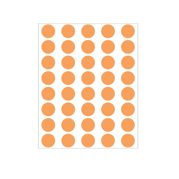 Nevs 1/2" Color Coding Dots Orange Fluorescent - Sheet Form DOT-12M Orange Flr - main